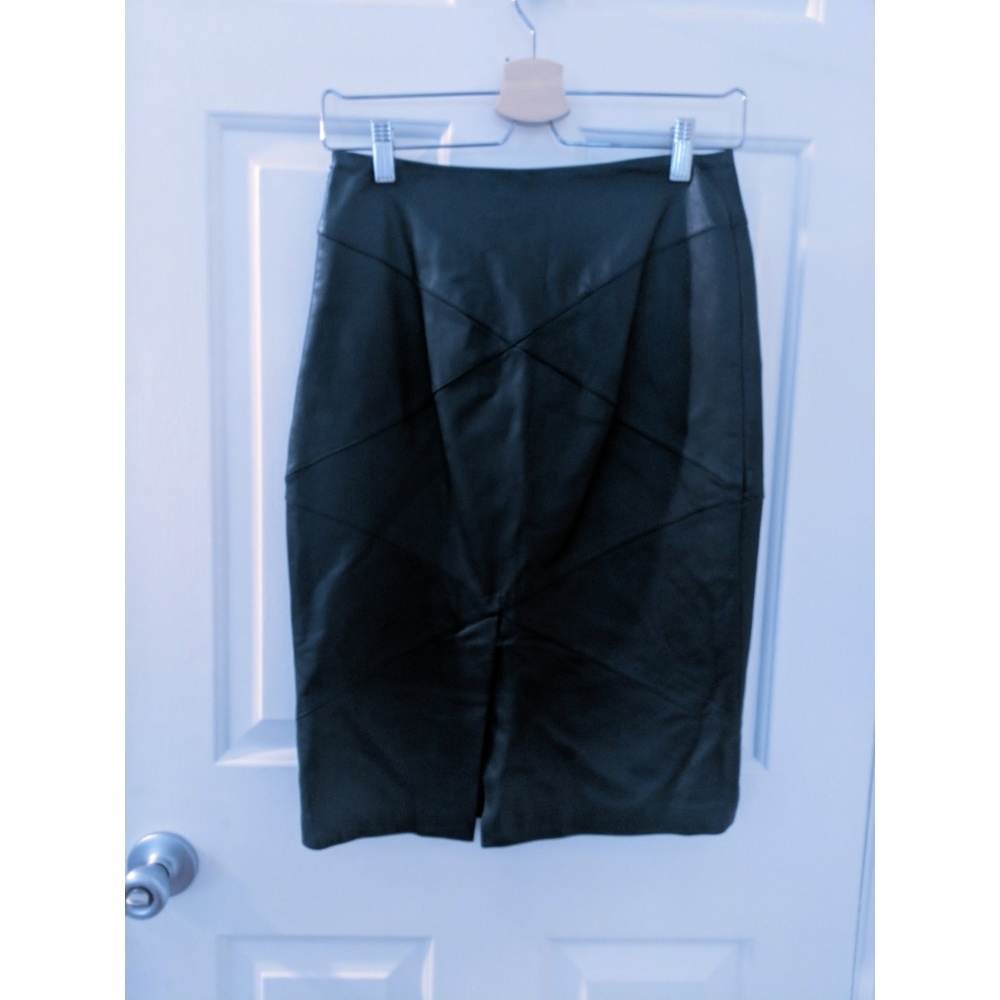 Nicole Miller green leather pencil skirt